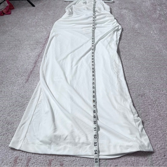 NWT Zara Ruched Halter Maxi Dress White Size Large Bridal Shower Rehearsal - Picture 10 of 16